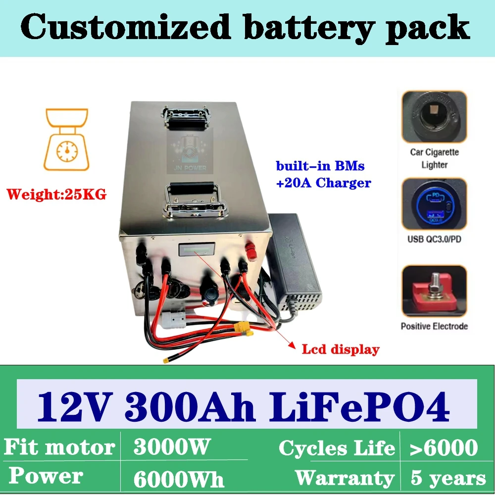 

12V 300AH 400AH 500Ah LiFePo4 Battery Built-in BMS Lithium Iron Phosphate 3.2V Cells Pack For Golf Cart, Home energy storage .
