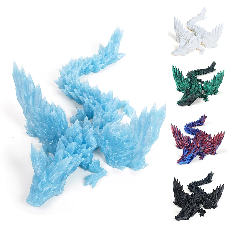 3D Printed Dragon Model Crafts Joint Movements  Color Changing Flying Dragon 3D Printed Desktop Ornament Kids Birthday Gifts