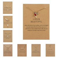 New Trendy Alloy Cute Elegant Wish Luck Hummingbird Butterfly Pendant Necklace for Women Fashion Jewelry Wholesale Dropshipping