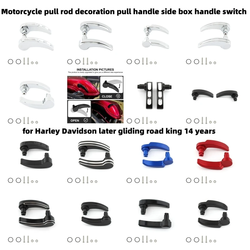 Motorcycle pull rod decoration pull handle side box handle switch for Harley Davidson later gliding road king 2014 years