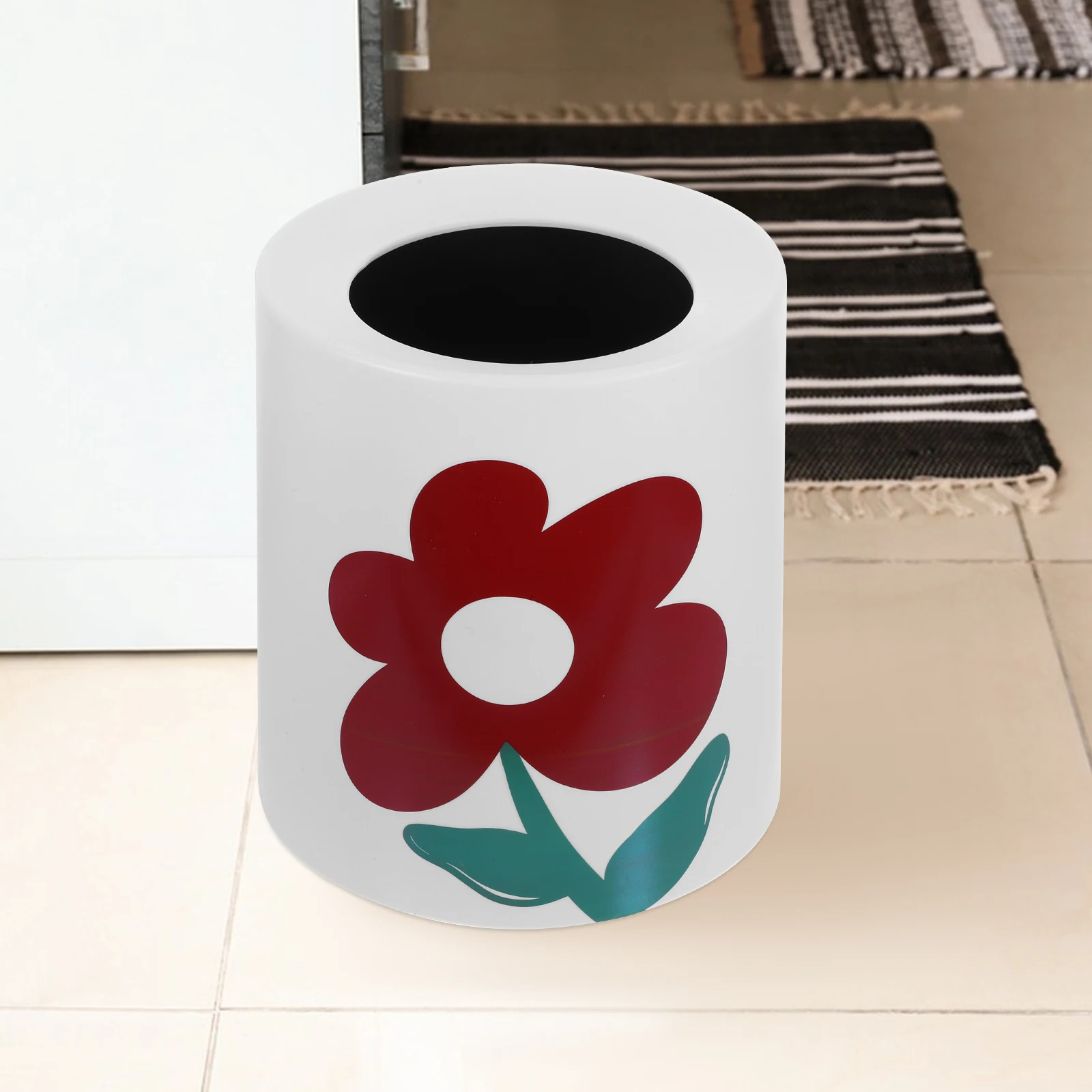 

Creative Double Layer Trash Can Large Capacity Plastic Waste Bin For Kitchen Bathroom Bedroom Office Flower Design Rubbish