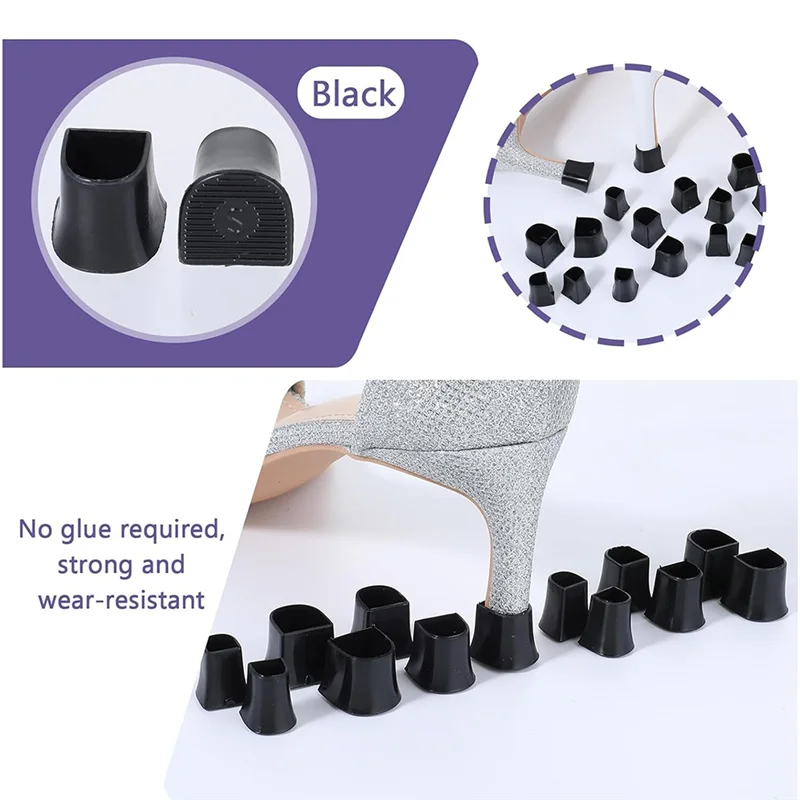 واقيات غطاء الكعب ABUM 4 مقاسات 12 زوجًا على شكل حرف U لأحذية عالية الكعب مضادة للانزلاق لتقليل الضوضاء