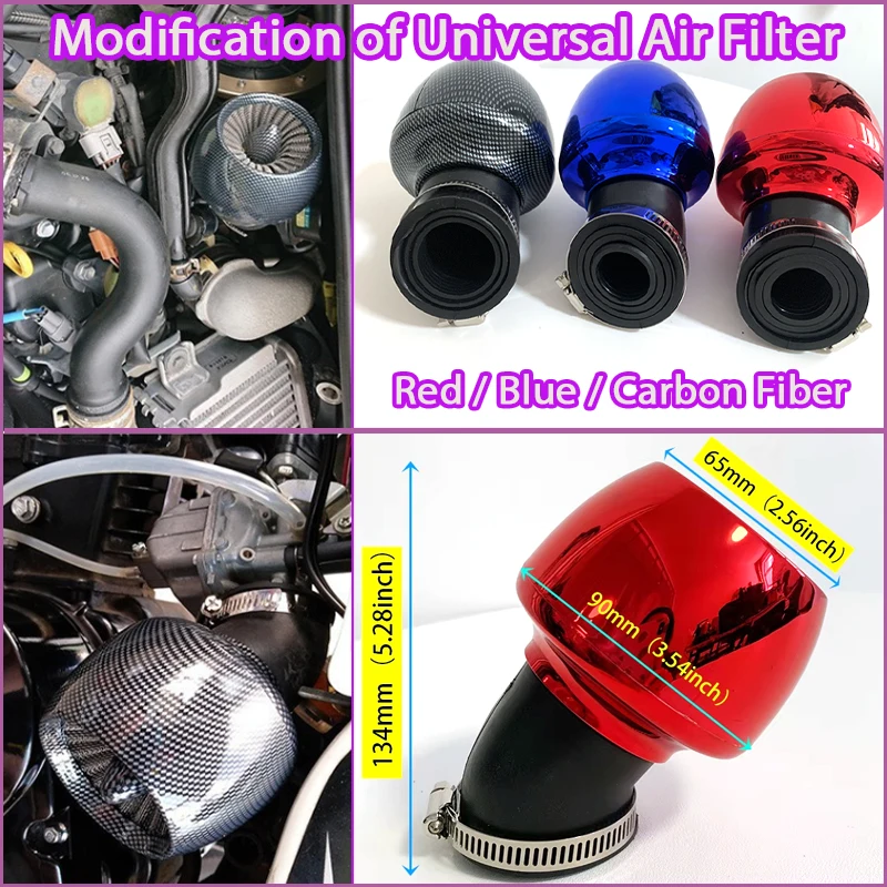 ZK Universal 28-48mm Apple Shape Motorcycle Air Filter Mushroom Head Intake Cleaner For Honda Yamaha Dirt Pit Bike ATV Scooter