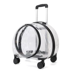 Pet Trolley Case Pet Bag Travel backpack Carrier Portable Universal Wheel Telescopic Pole Transparent Cat and Dog Suitcas