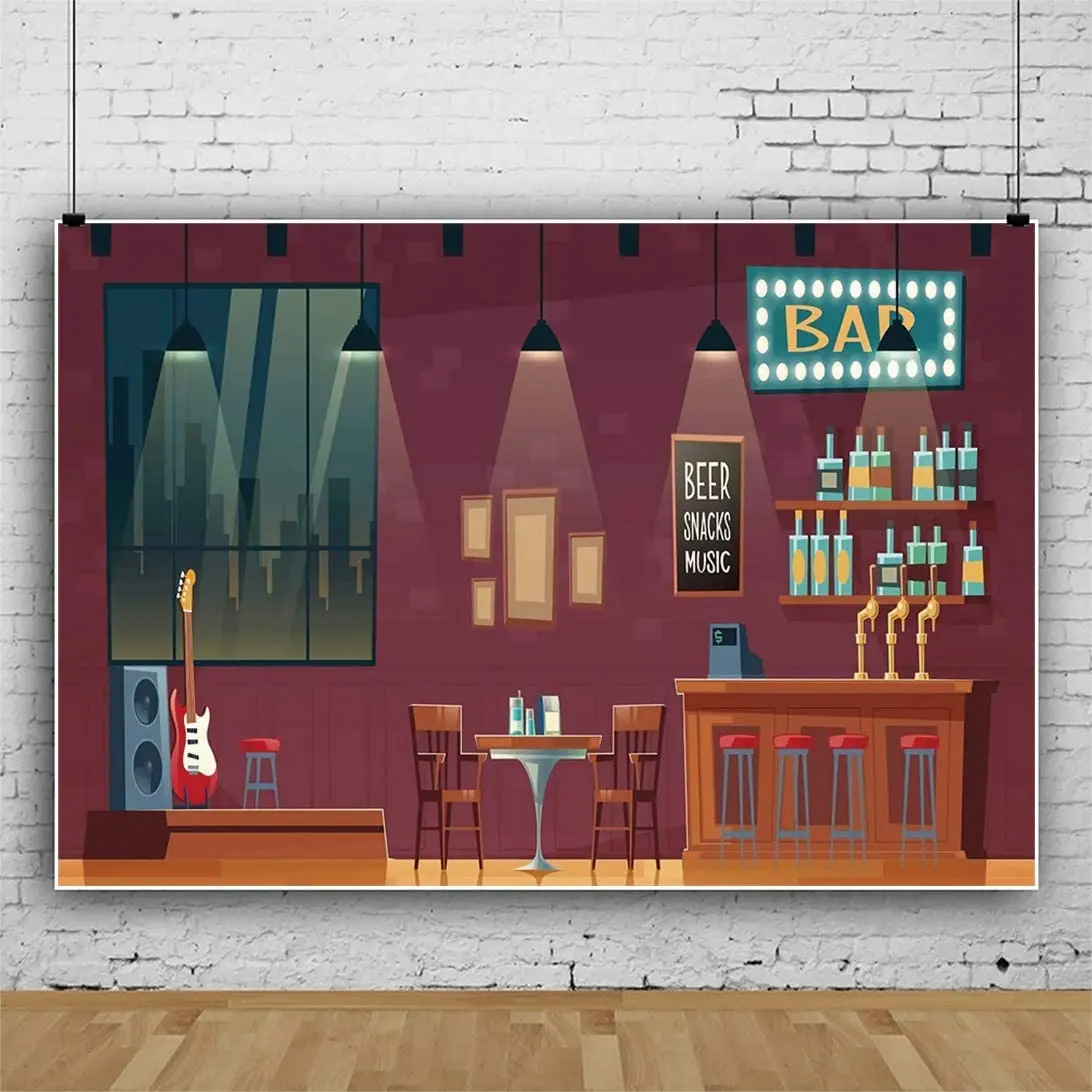 Bar Photography Backdrop Empty Night Club Wine Glass Pub Bar Counter Background Fun Nightlife Stage Show Party Adults Portrait