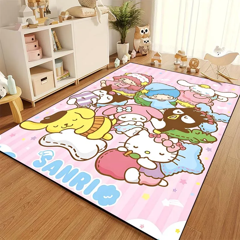 Sanrio Family Kuromi Cinnamoroll Pattern Living Room Bedroom Carpet Bedside Bathroom Floor Mat Kid\'s Room Play Mats Area Rug