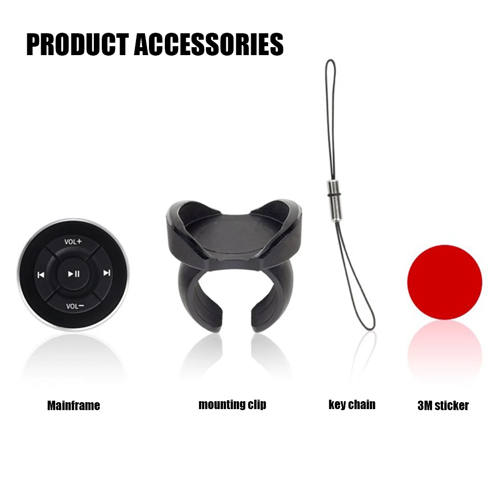 Bluetooth-compatible Car Media Remote Control Lightness and Portability No Space Occupy Steering Wheel Bike Handlebar for iOS