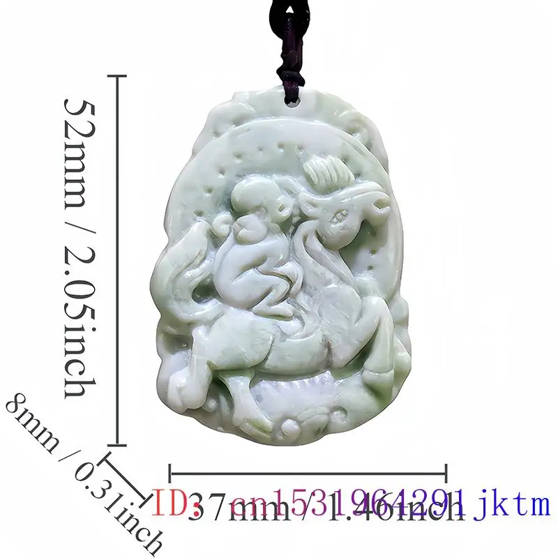 Green Natural Real Jade Horse Monkey Pendant Necklace Gift Gemstones Luxury Talismans Gifts for Women Men Charm Accessories