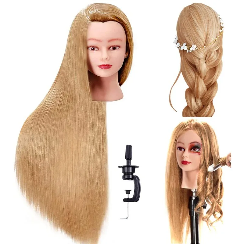 

Synthetic Long Hair Training Head For Braid Hairdressing With Clamp Wig Stand Doll Head For Hairstyles Mannequin Head