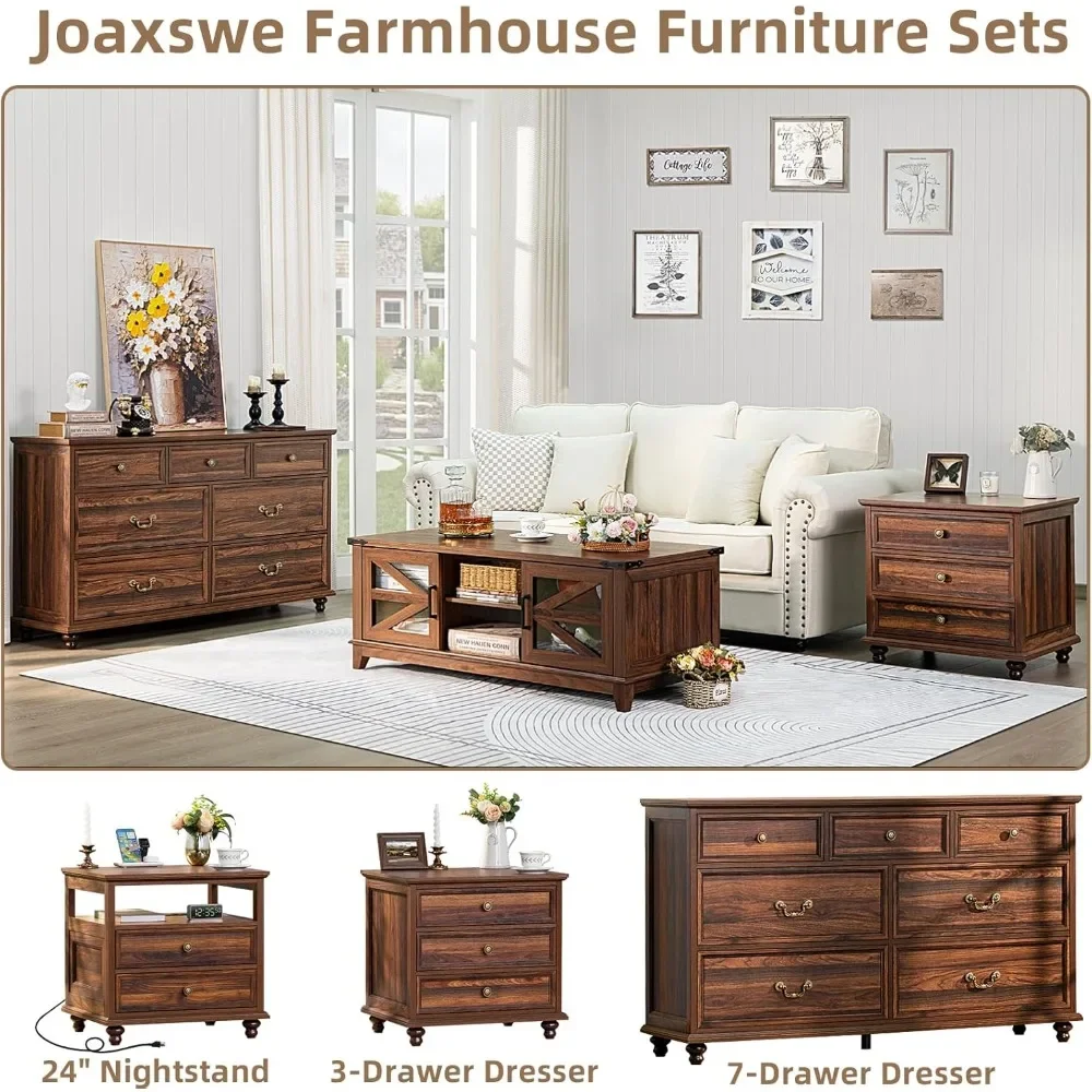 Farmhouse Dresser Nightstand Set 4