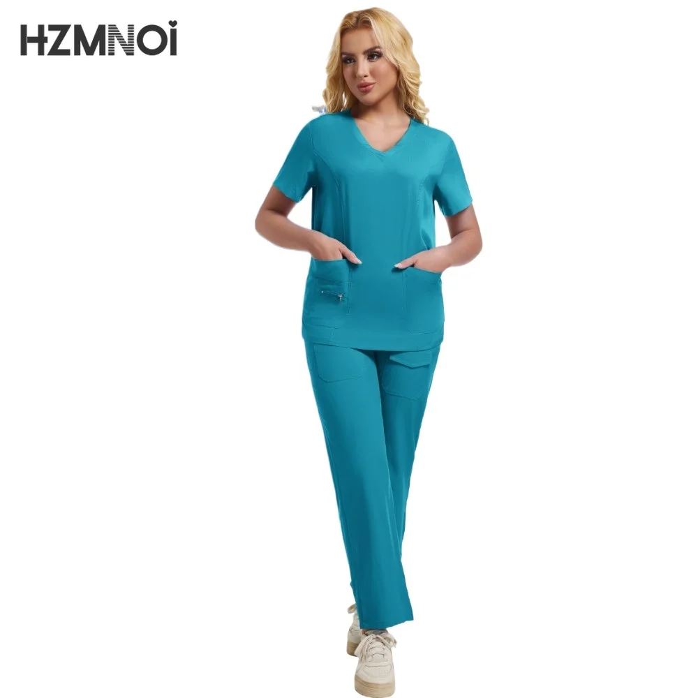 New Beauty Dental Salon Work Clothes Hospital Uniforms Nurse Workwear Pharmacy Scrub Suit Uniform Top+ Pants Medical Scrubs Sets