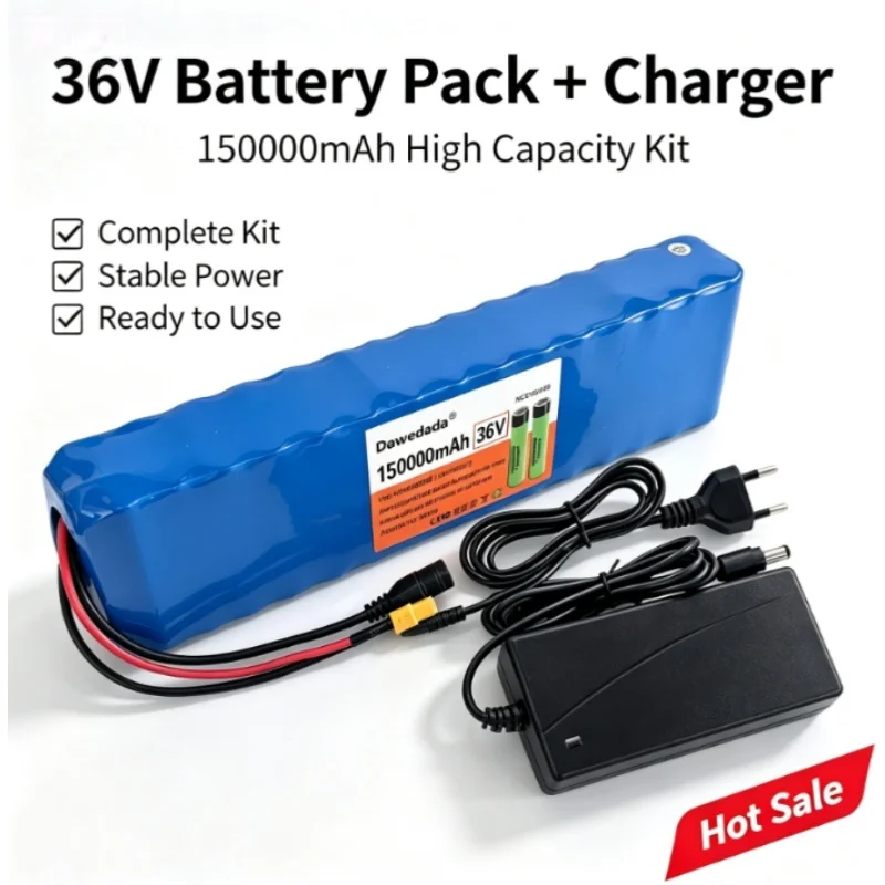 Image of Große Kapazität 18650 Lithium-Ionen-Akku 36V 150000mAh 10S3P mit BMS-Mehrfachschutzadapter Kugoo S1 S2 S3 Elektroroller-Akku-Ersatz