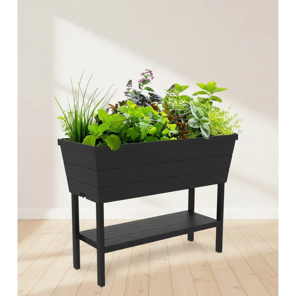 

12.7 Gallon Self-Watering Raised Garden Bed with Drainage Gauge - Perfect Urban Balcony Planter