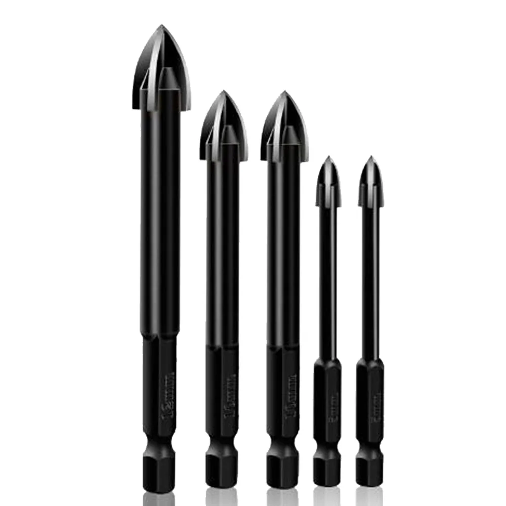 1-12mm Cross Triangle Drill Bit Set Glass Ceramic Tile Drill Bits Wall Concrete Brick Wood Hole Opener Drilling Tools