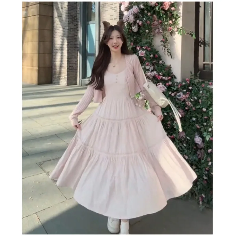 

First love temperament new gentle fairy style lady sweet suspender long dress girl