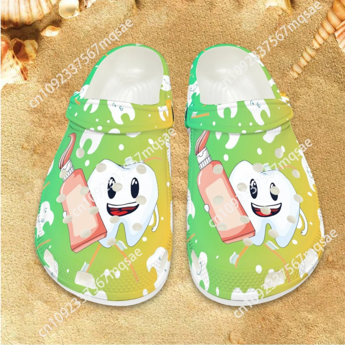 

2023 Cute Dentisit Tooth Pattern Women Hospital Work Medical Slippers Female Sandals Classic Nursing Flats Slides Gift Zapatos