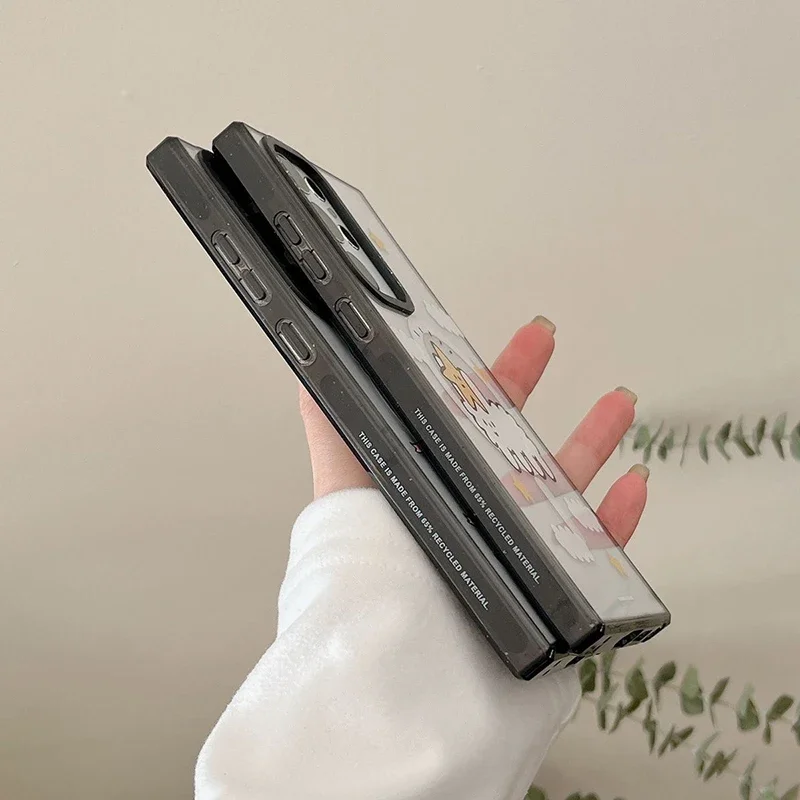 เคสขอบอะคริลิคสีดำลายแกะแกะน่ารักเคสสำหรับซัมซุงกาแล็คซี่ S22 S23อัลตร้า S24อัลตร้าเคสปกป้อง