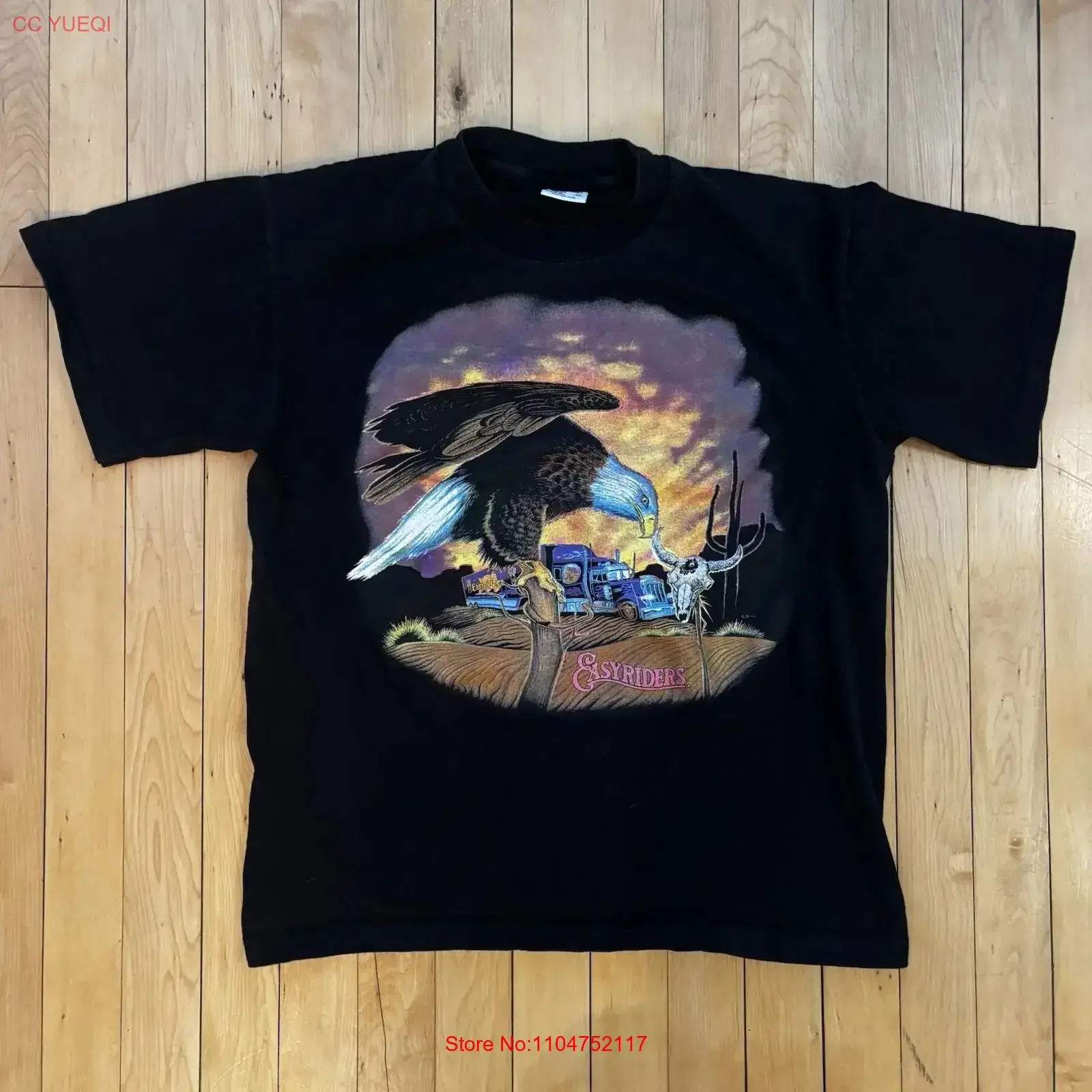 Vintage 1994 Easyriders Annual Rodeo Eagle 3D Emblem Trucker Biker T Shirt Med vintage Washed Comfortable Stretched
