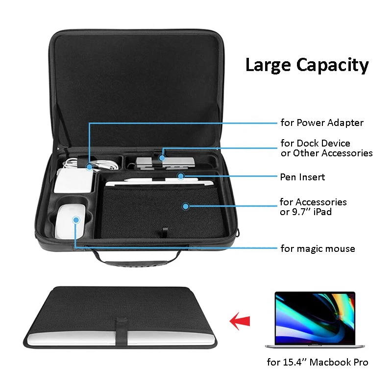 Imagem -03 - Smatree-hard Shell Laptop Case Eva Nylon em Bolsa de Transporte para Macbook Air Pro 13 13.3 Polegada Estojo de Viagem