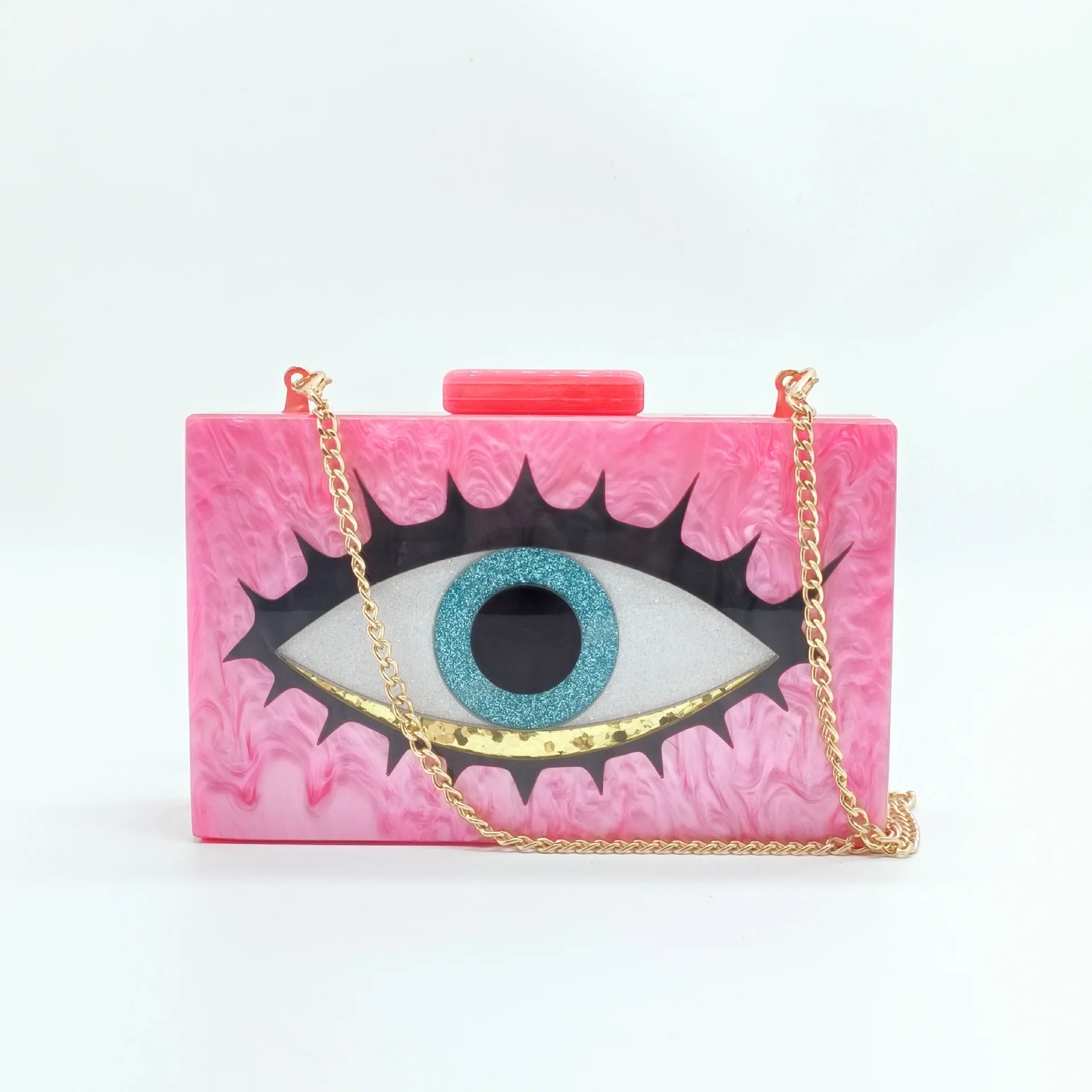 

New Women's Acrylic Eye Handbag in European and American Style for Evening Party Chain Cross-body or Handheld Design