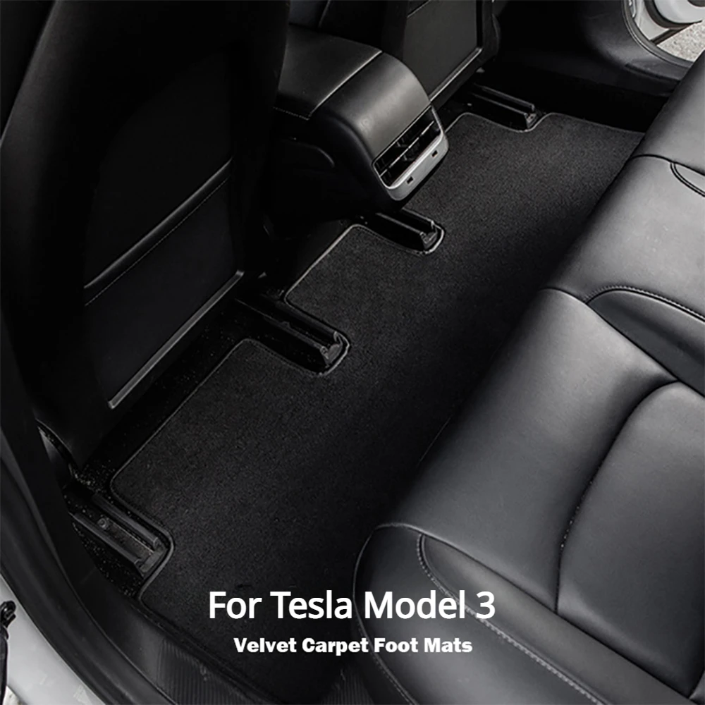 Floor Mats for Tesla Model 3 Left Rudder LHD Velvet Non-slip Wear-resistant Foot Pad Original Flocking Style Car Mat Accessories