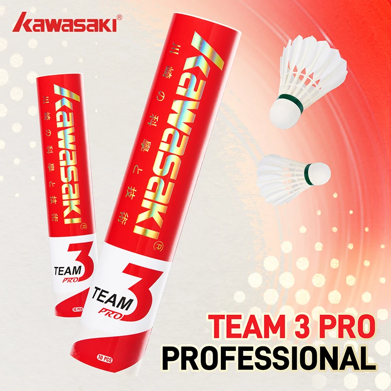 

Kawasaki Team 3/ Team 1 Badminton Ball Professional Tournament Grade White Goose Feather Badminton Shuttlecock