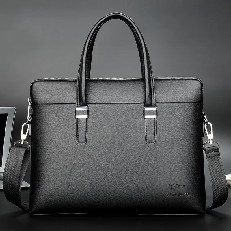 Business Zipper Briefcases Bag For Men Luxury Soft Leather Handbag Vintage Man Shoulder Messenger Bag Office Laptop Tote Bag