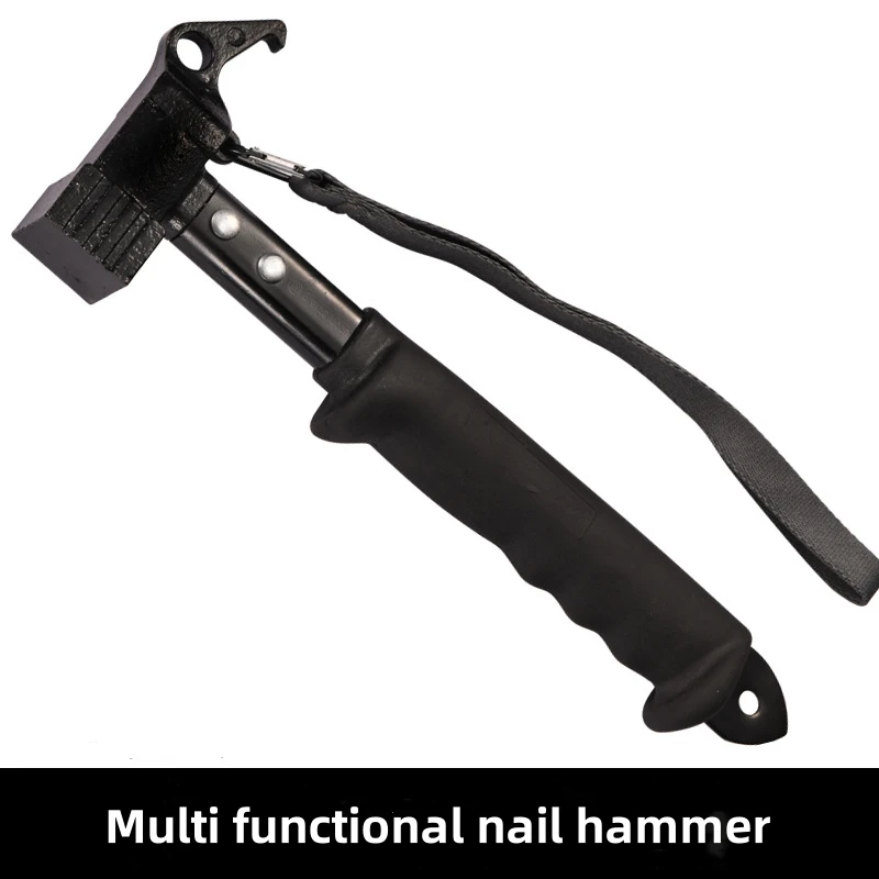 Martillo de clavos para tienda de campaña al aire libre, martillo de hierro fundido, Extractor de clavos para caza, camping, accesorios de viaje al aire libre, martillo de seguridad, 1 ud.