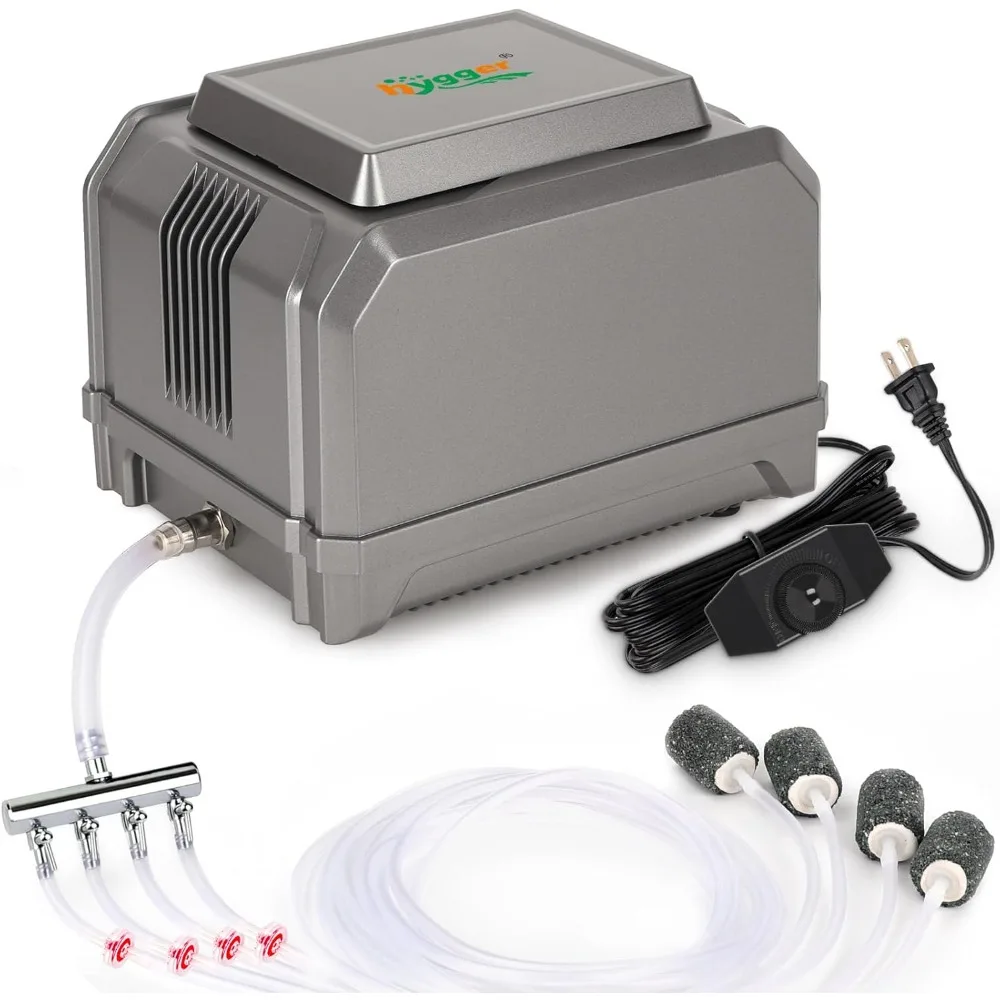 Bomba de aire para acuario, 10W/15W, 0,025Mpa/0,03Mpa, potente bomba de aire ajustable para pecera, aireador de oxígeno de 4 salidas para Fis medianos y grandes