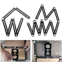 New Aluminium Alloy Multi-Angle Ruler Positioning Tools 6/12 Fold Tile Holes Measure Ruler Folding Universal Drill Guide Locator