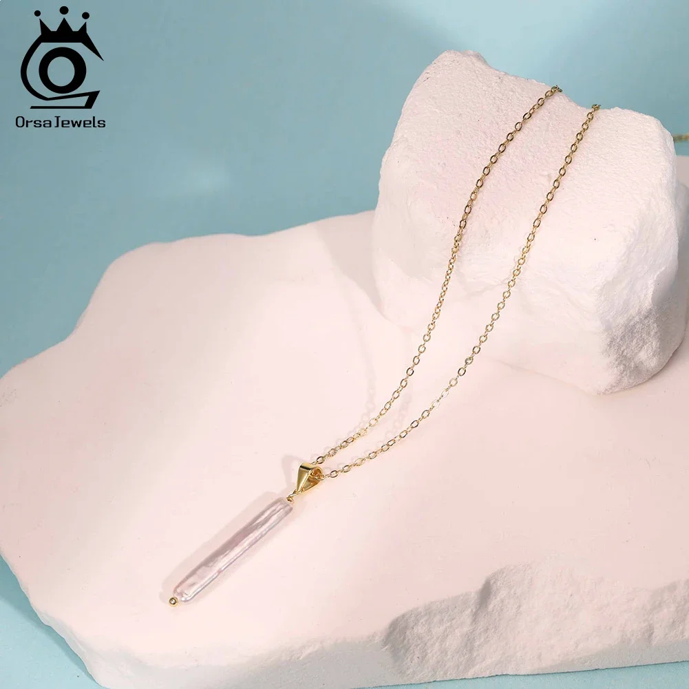 

ORSA JEWELS 925 Sterling Silver Necklace with Handpicked Natural Freashwater Baroque Pearl for Women Pearl Chain Jewelry GPN91