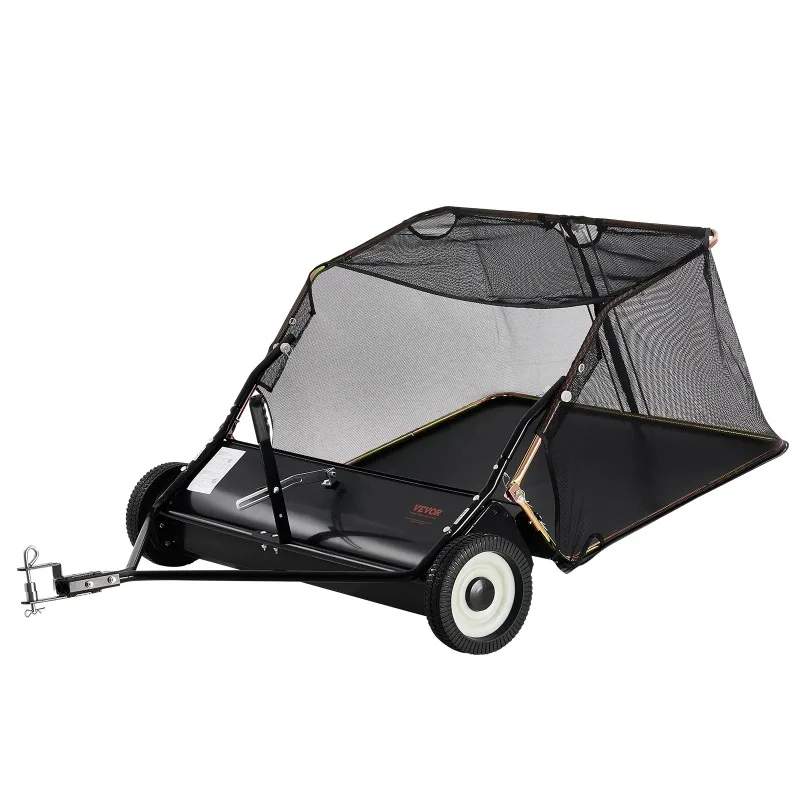 52-inch Lawn Sweeper Tow Behind 26cuft Large Pull Behind Heavy Duty Leaf Grass Collector for Picking Up Debris & Grass