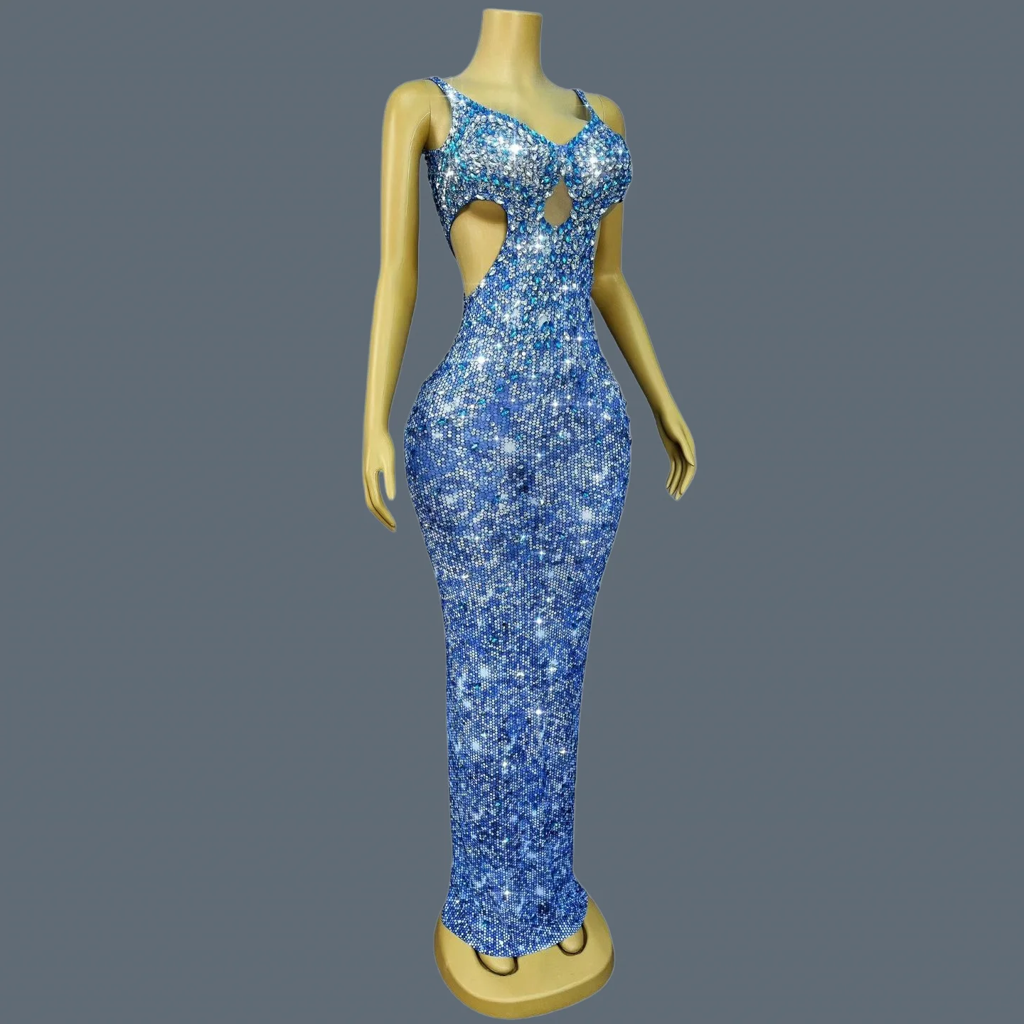 

Sexy Women Rhinestone Luxury Evening Dress Sparkly Stage Performance Outfit Birthday Celebrate Party Prom Dance Club Wear Huami