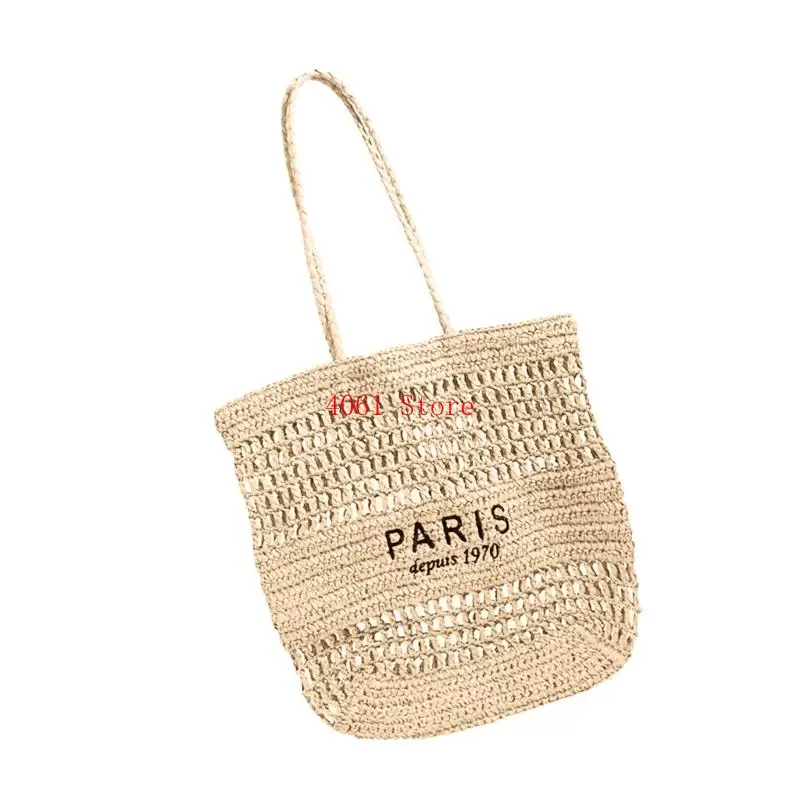 

Practical Paper Rope Handbag Spacious Shoulder Bag Casual Essential for Ladies