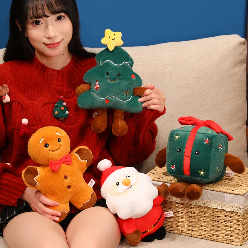 New Christmas Gift Plush Toy Kawaii Santa Claus Christmas Tree Stuffed Doll Cartoon Christmas Cookie Gift Set Cute Holiday Decor