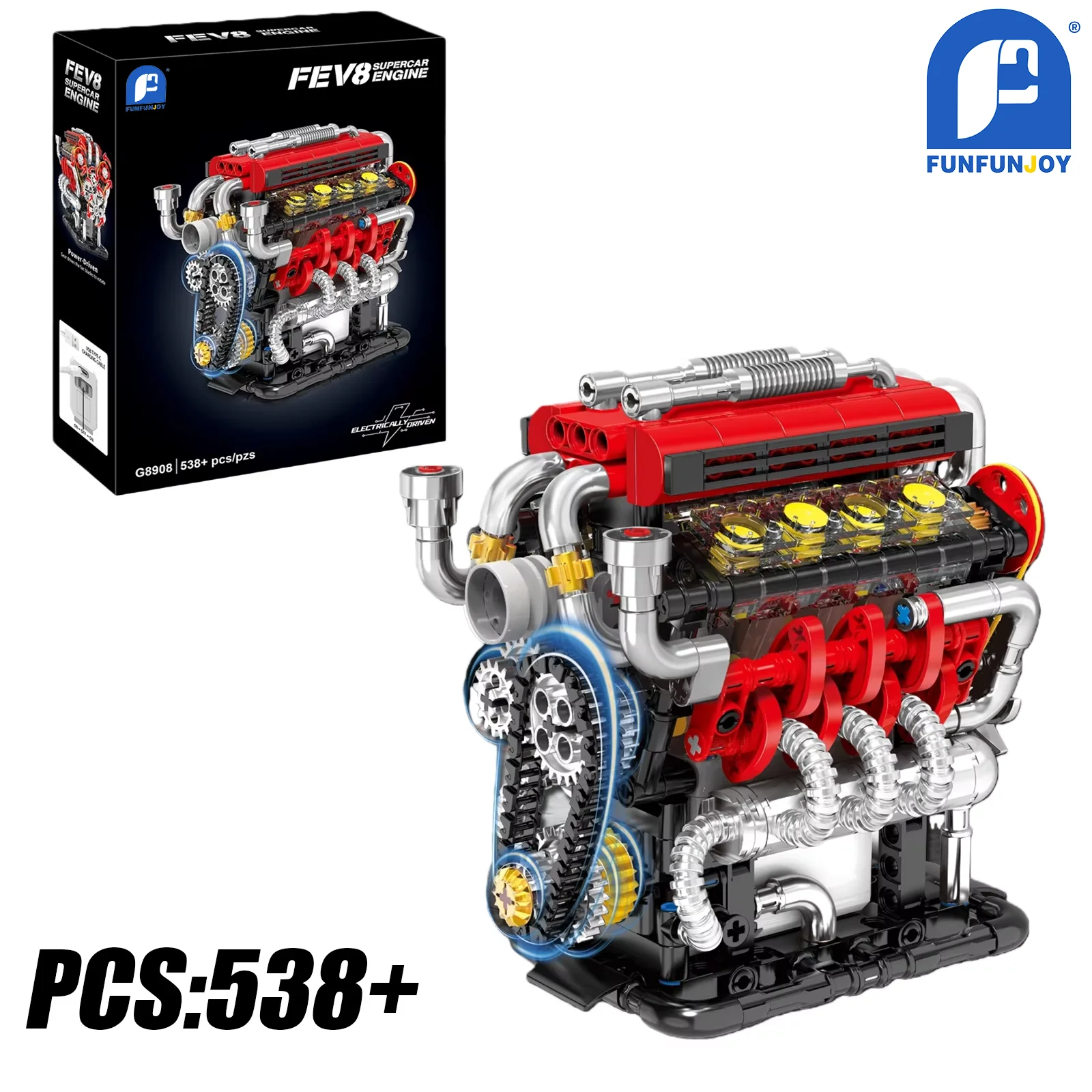 

MOC 538 шт. V8 строительные блоки двигателя моторизованная модель автомобиля настольный автомобиль для взрослых детей подарок на Рождество и день рождения