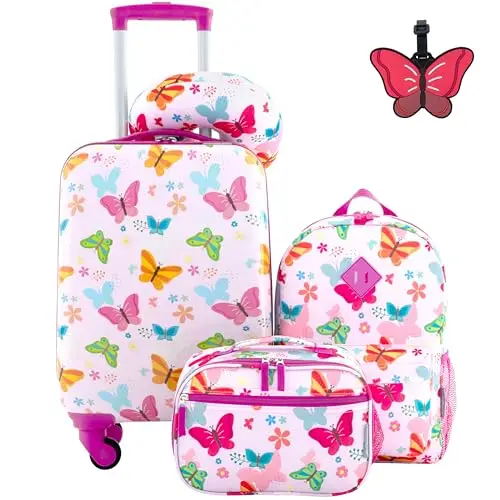 

Travelers Club 5 Piece Kids' Luggage Set, Butterfly