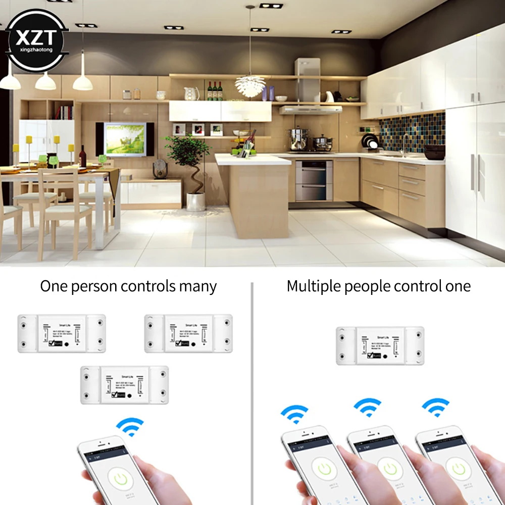 Tuya On-Off Perangkat WiFi Nirkabel Cerdas Lampu LED Remote Control Suara Controller Ponsel Remote Switch