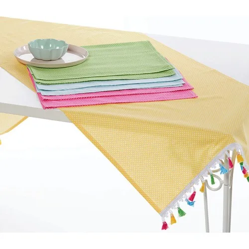 Ays Home 6'lı Yellow Polka Dot American Service Runner Set