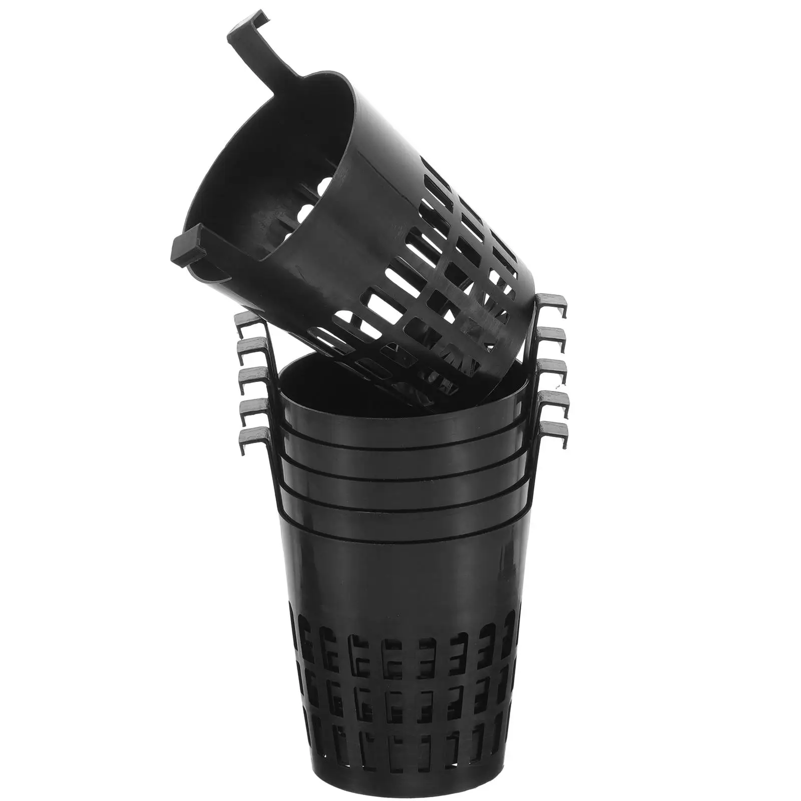 

6 Pcs Black Hydroponic Planting Baskets Aquatic Mesh Cup Fish Tank Decor Accessories Water Plant Hanging Basket Plastic Garden