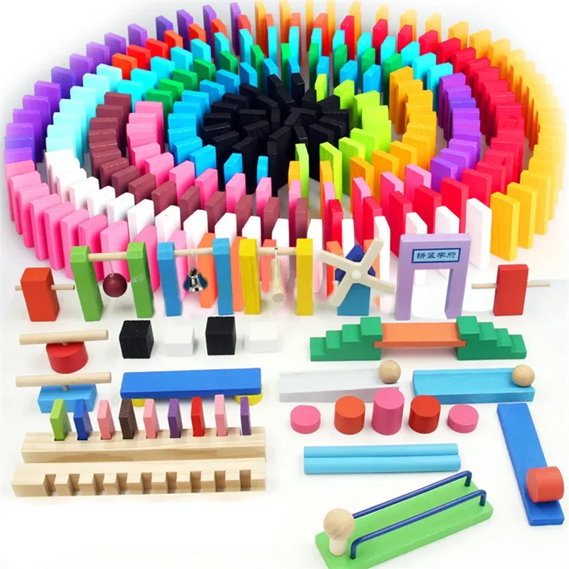 Accessori per istituti di Domino in legno blocchi di organi giocattoli arcobaleno Montessori educativi Domino Building Blocks giocattolo per bambini