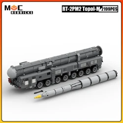 Modern Military Heavy Nuclear Weapons Russia RT-2PM2 Topol-M ICBM Launcher MOC Building Blocks Missile Car Brick Toy Kid Gift