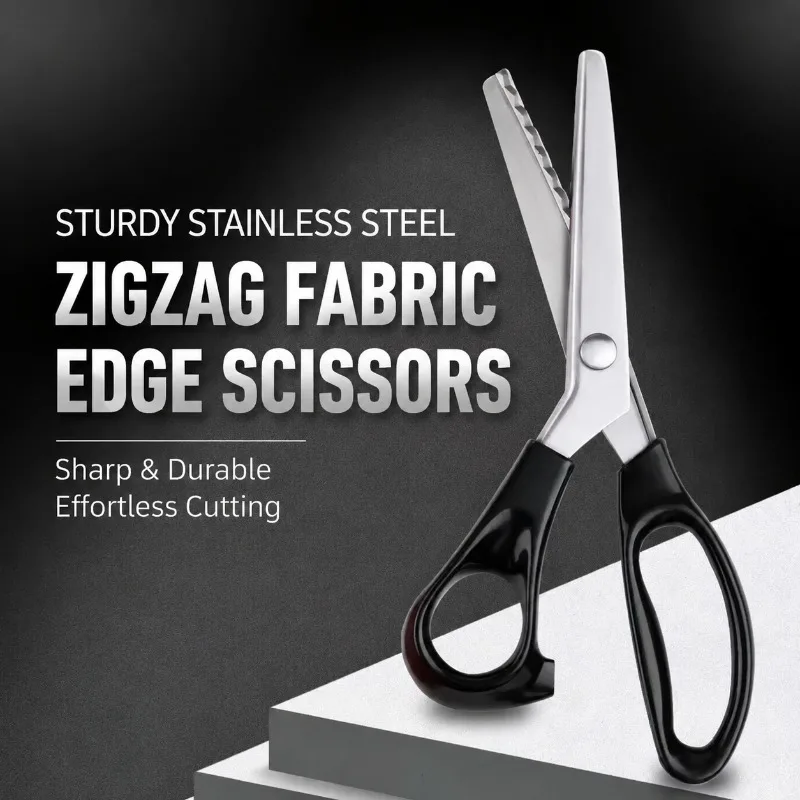 Decorative Pinking Shears Household Zigzag Fabric Scissors Wavy Triangle Edge Cutter for Sewing DIY Craft Cloth Trimming Lace