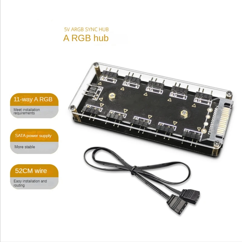 

10 Ports RGB Fan HUB PC Computer Desktop 5V 3PIN ARGB Extension Hot Sale in Stock