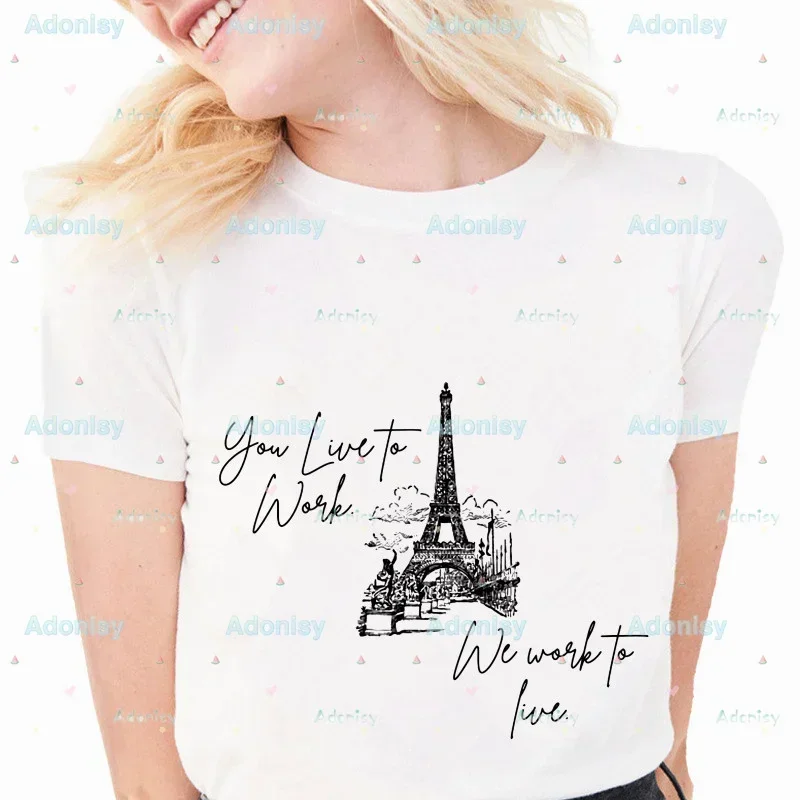 

Emily In Paris Kawaii PrintedMan Белые базовые женские повседневные топы с круглым вырезом Просто милые футболки
