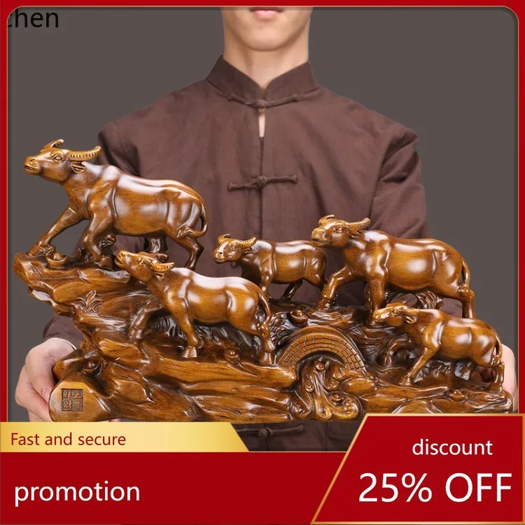 

CZ Five Cattle Wealth-Bringing Large Cow Ornament, Fortune-Attracting Office Desktop Decoration Cabinet Display, Opening Gift