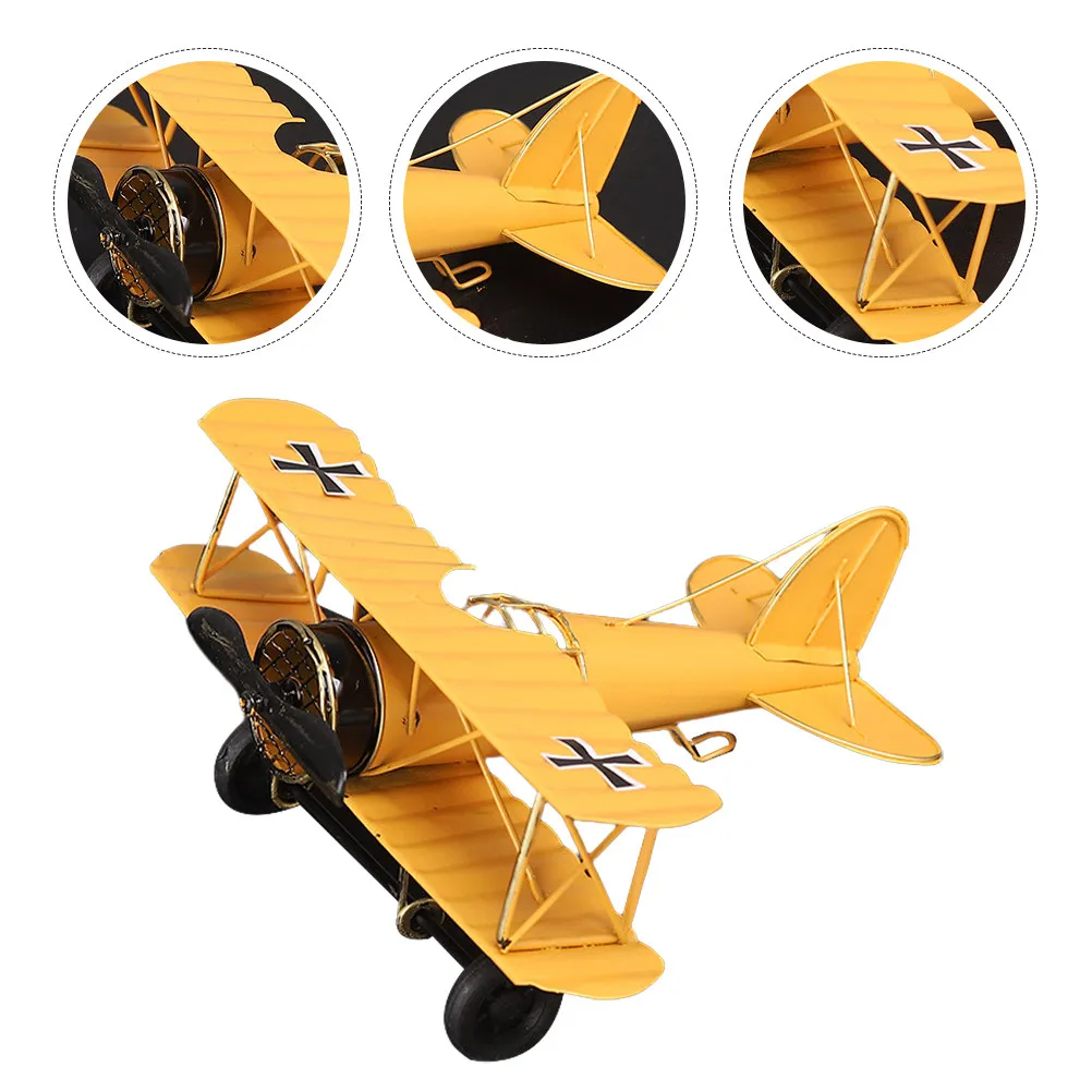 

Retro Metal Airplane Ornament Vintage Decorative Aircraft Desktop Handicraft Plane Ornament Home Party Decoration