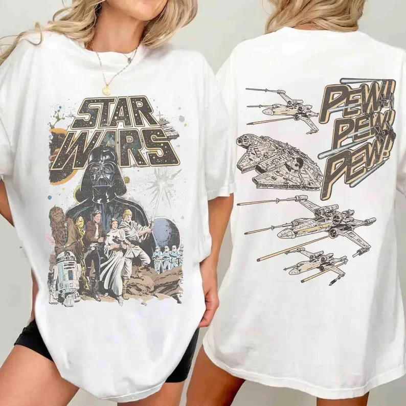 2026 Star Wars Summer Men's and Women's Pure Cotton T-shirt Comfortable, Breathable, High Quality Ins Y2k 4