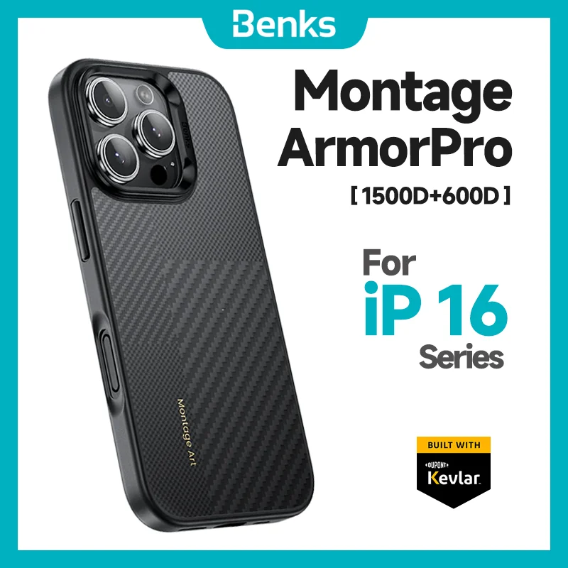 

Benks Montage ArmorPro Case built with Kevlar® for iPhone 16 Pro Max Apple 16Pro Ultra-Thin Protective Case MagSafe Compatible