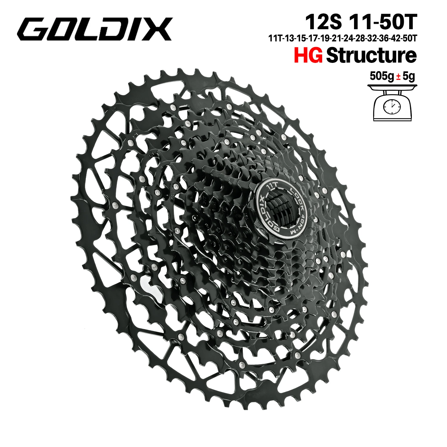 GOLDIX Ultralight Fiets Cassette Vrijloop Koolstofstaal Materiaal 9/10/11/12/13 Speed HG Structuur Tandwiel voor Mountainbike